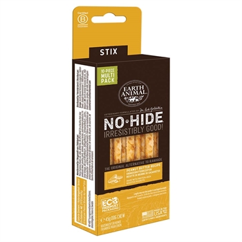 Earth Animal No-Hide Stix Dog Peanutbutter Små Tuggben Utan Kemi 10 Pack